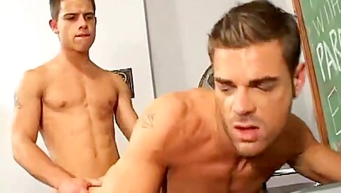 Sexy Muscled Teacher Is Having Fun With His Stud
